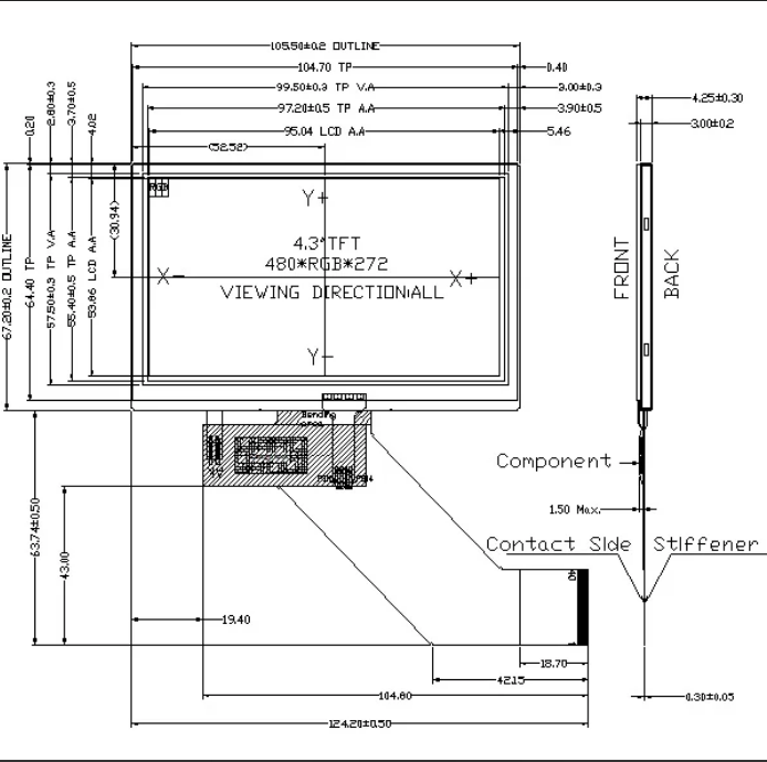 4.3 inch 480x272 Resistive Touch Screen